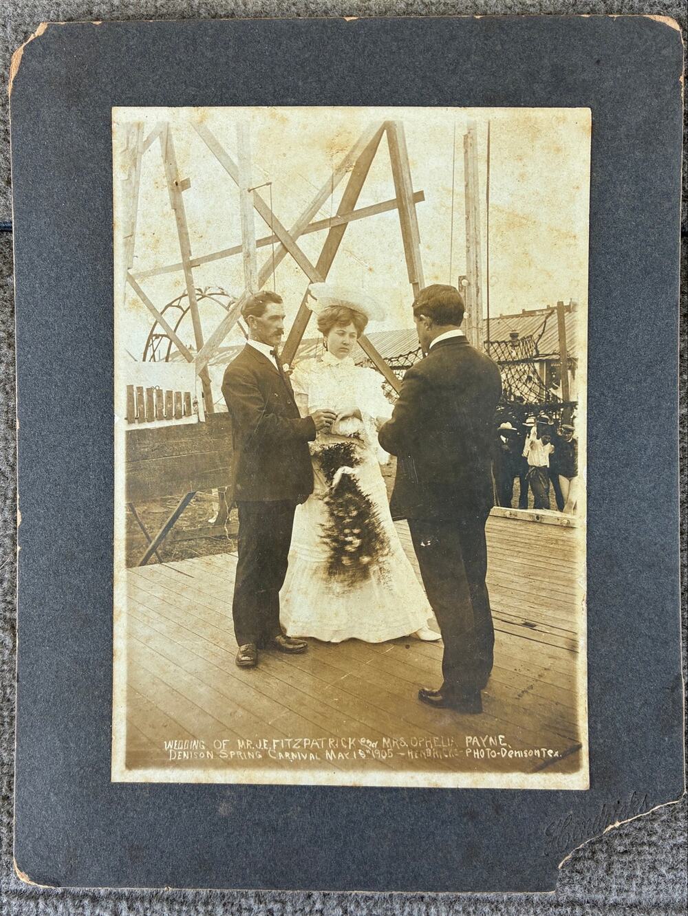 VTG 1905 Wedding Photo Mr. J.E. Fitzpatrick Mrs. Ophelia Payne Denison Carnival